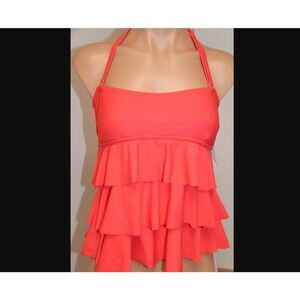 NWT Island Escape Swimsuit Tankini Top Sz 8 COR Tiered Bandini Adjustable Strap
